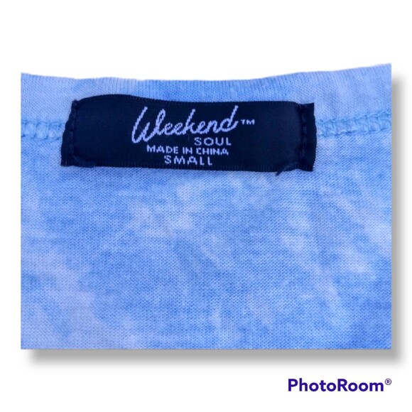 Weekend Soul Blue & White Tie-Dye S/S Shirt - Small -Glitchcore - Y2K- Hatched - Picture 3 of 6